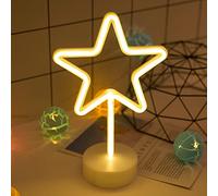ENUOLI Star Neon Signs, Battery/USB Powered LED Neon Light with Stand, Warm White Star Table Lamp for Room, Bedroom, Office, Birthday Party Decor