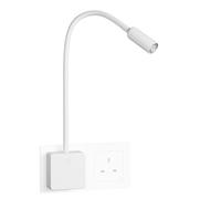 Plug in White Dimmable LED Bedside Wall Reading Light, Swing Arm Flexible Gooseneck LED Nightstand Lamp on Outlet Socket, 3W 280Lm Neutral White 4000K