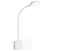 ENUOTEK Dimmable Plug in LED White Wall Reading Light | Flexible Bedside Reading Lamp, Outlet Power Plug, 4W 350Lm Brightness, Neutral White 4000K, Type G Power Socket