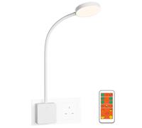 ENUOTEK LED Wall Reading Light with Outlet Power Plug and Remote Control, Flexible Bedside Lamp for Reading Books in Bedroom, Dimmable Lighting and 3000K-4000K-5000K Lighting Colors
