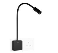 ENUOTEK Plug in Dimmable LED Wall Reading Light, Flexible LED Bedside Wall Spot Lamp with Type G Power Socket Plug, 3W Maximum 280Lm 3X Brightness Levels, Neutral White Lighting 4000K