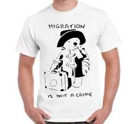 ENURLS Paddington Bear Migration is Not A Crime Vintage Retro T Shirt 2384 WhiteXXX-LargeWhite3XL