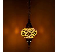 ENVA Turkish Moroccan Handmade Glass Mosaic Ceiling Hanging Chandelier Light Lamp Large Globe