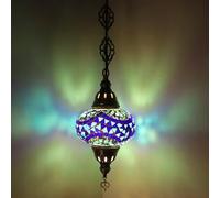 ENVA Turkish Moroccan Handmade Glass Mosaic Ceiling Hanging Chandelier Light Lamp Large Globe
