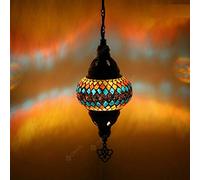 ENVA Turkish Moroccan Handmade Glass Mosaic Ceiling Hanging Chandelier Light Lamp Medium Globe