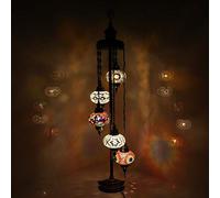 ENVA Turkish Moroccan Mosaic Floor Lamp Light, Handmade Glass Mosaic Multicolour Tiffany Floor Lamp Light 5 Large Globe-with LED Bulb