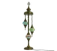 ENVA Turkish Moroccan Mosaic Floor Lamp Light, Handmade Glass Mosaic Multicolour Tiffany Floor Lamp Light 3 Medium Globe-with LED Bulb