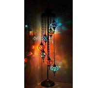ENVA Turkish Moroccan Mosaic Floor Lamp Light, Handmade Glass Mosaic Multicolour Tiffany Floor Lamp Light 7 Large Globe-with LED Bulb