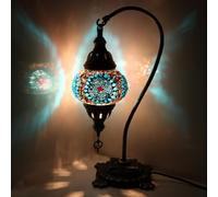 ENVA Turkish Moroccan Style Multicolour Mosaic Table Desk Swan Neck Lamp (Blue Eye)