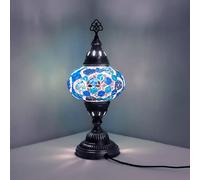 ENVA Turkish Moroccan Tiffany Style Handmade Mosaic Table Desk Bedside Night Lamp Light Lampshade with LED Bulb Large Globe