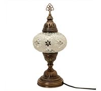 ENVA Turkish Moroccan Tiffany Style Handmade Mosaic Table Desk Bedside Night Lamp Light Lampshade with LED Bulb Large Globe