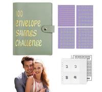 Envelope Challenge Binder - Money Saving Binder, Scratch Resistant Savings Challenge Binder | Budget Book Binder with Cash Envelopes, Cash Saving Budget Envelopes, Matcha, 説明を参照してください