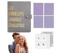 Envelope Challenge Binder - Money Saving Binder, Scratch Resistant Savings Challenge Binder | Budget Book Binder with Cash Envelopes, Cash Saving Budget Envelopes, gray, 説明を参照してください