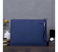 Envelope Document Holder A4 Leather Document Bag Business Briefcase Conference Archive Data Contract Storage Bag(Blue)