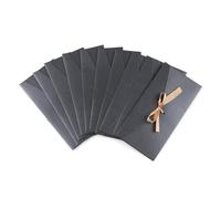 Envelopes 10Pcs/Set Retro Pearlescent Paper Envelope Bow Thick Ribbon Creative Color Greeting Card Bags for Wedding Invited Gift Postcards(Black Large)