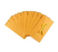 Envelopes 10Pcs/Set Retro Pearlescent Paper Envelope Bow Thick Ribbon Creative Color Greeting Card Bags for Wedding Invited Gift Postcards Mini Envelopes(Yellow Large)
