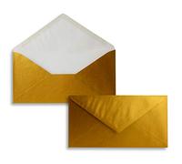 Envelopes DIN Long - Gold Metallic - 110 g/m²; 220 x 110 mm - Very Stable - Nassklebung - Quality Brand: Neuser Colourful dl Gold Metallig