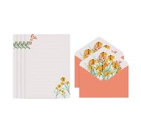 Envelopes Letter Paper Stationery Kit Flower Envelope Set with 4 Letter Papers Ideal for Wedding Party Invitation Greeting Letters(Color 2)