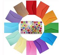 Envelopes,Mini Envelopes 120 pieces small Coloured Envelopes with 6 sheets Multi-Size Stars Stickers for Christmas Thanksgiving Wedding Birthday Party Supplies