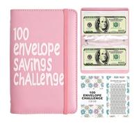 Envelopes Money Saving Challenge, 100 Envelope Challenge Binder, Envelope Savings Challenges Book Money Saving Book for School Home Office Daily Finance Organization(Pink)