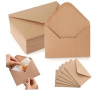 Envelopes V-Flap 50PCS 4x6 Envelopes Self-Adhesive Brown Easy to Use Card for Invitations Postcard Birthday Graduation Brown