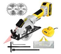 Enventor Brushless Mini Circular Saw, 20V 3800RPM Cordless Mini Circular Saw with 4.0Ah Battery, Max Cutting Depth 42.8mm(90°), 28mm(45°), 2 Blades(115mm), Compact Circular Saw for Wood and Plastic