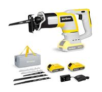 Enventor Cordless Reciprocating Saw, 20V 2X 2.0Ah Battery Reciprocating Saw, 0-3000SPM Variable Speed Electric Saw, 22mm Stroke Length, 5 Saw Blades, Ideal for Wood and Metal Cutting