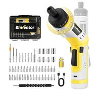 Enventor Cordless Screwdriver, 4V Electric Screwdriver Set, 2 Position Handle, 9+1 Torque Setting, 6N.m 2000mAh Battery Screwdriver, LED Work Light, 39PCS Magnetic Bits, 8PCS 1/4“ Socket Set