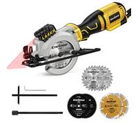 Enventor Mini Circular Saw, 705W 3500RPM Pure Copper Motor Compact Electric Circular Saw with Laser Guide, 6 Blades(115mm), Max Cutting Depth 42.8mm(90°), 28mm(45°) for Wood, Soft Metal, Tile, Plastic