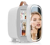 Enventor Mini Fridge 4L/ 6 Can, Skincare Fridge With Dimmable LED Light Mirror, AC+12V DC Power Cooler & Warmer for Bedrooms, Home, Car/Cosmetics, Skin Care and Food, White