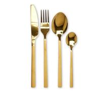 Envenzo 16-Piece Stainless Steel Cutlery Set, Modern Silverware Set for 4, Dishwasher Safe, Mirror Polished Cutlery Set Spoon, Knife and Fork Set, Black, Gold, Silver, Steel (Gold)