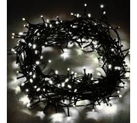 Envenzo 192 LED String Fairy Lights - Battery Operated with Timer - 8 Functions - Indoor/Outdoor IP44 - Cool White or Multicolour - Flexible Wire Lighting for Christmas, Garden, Parties (White)