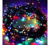 Envenzo 192 LED String Fairy Lights - Battery Operated with Timer - 8 Functions - Indoor/Outdoor IP44 - Cool White or Multicolour - Flexible Wire Lighting for Christmas, Garden, Parties (Multicolour)