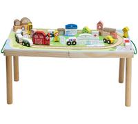 Envenzo 29 Piece Wooden Set Activity Play Table with Cars, Road Signs and Building Blocks, Foldable Kids Playset with Storage Case, Educational Toy for Toddlers and Children
