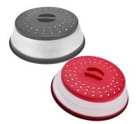 Envenzo Collapsible Microwave 2 Pieces Plate Cover For Food Splatter Cover Foldable 26CM Red & Grey Microwave Foldable Cover by Envenzo