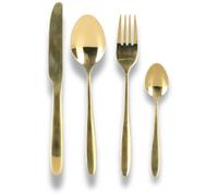 Envenzo Cutlery Set Stainless Steel24-Piece - Dinner Knife Fork Spoon Teaspoon Set for 6 - Silver/Black/Gold Mirror Polished and Dishwasher Safe for Home, Kitchen (Gold)