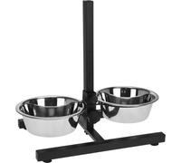 Envenzo Double Dog Bowl adjustable Stand with 2 Stainless Steel Bowls - Raised Pet Feeding Station for Dogs & Cats - Non-Slip Metal Frame, Easy to Clean - Elevated Food & Water Bowls