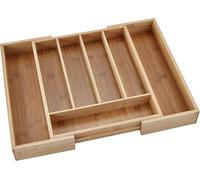 Envenzo Extendable Bamboo Wood Cutlery Drawer Organiser Wooden For Silverware Knives Spoons Forks 7 Compartment Organizer for Kichen and Storage 34 x 28 x 5 CM - 34 x 45 x 5 CM