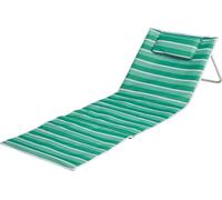 Envenzo Foldable Beach Mat with Pillow, Portable Reclining Sun Lounger Mat for Beach, Pool, Garden, Park and Travel, Green, 153 x 53 cm