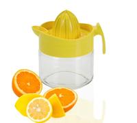 Envenzo Manual Lemon Squeezer Orange Citrus Fruit Juicer Hand Press Squeezer With Built In Glass Cup (1 Piece - Yellow)