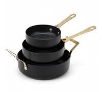 Envenzo Mini Cast Iron Pan Set - 9cm, 11cm, 13cm, Black Non-Stick Cookware with Metal Handles, Kitchen Small Serving Pans, 3 Piece Set for Tapas, Eggs, Dessert