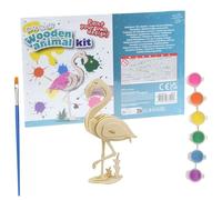 Envenzo Wooden 3D Model Puzzle Build and Paint Toys for Kids Educational Game Age 8+ Butterfly, Flamingo and Crocodile Toy Gift 29PCS - Craft Kit (Flamingo)