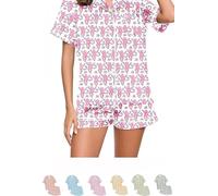 ENVGSOMP Womens Pajamas Set 2 Piece, Monkey Pyjama Pjs Girls Dress Nightgown Cute Animals Nightwear Lounge Y2k Sleepwear (pink,Small)