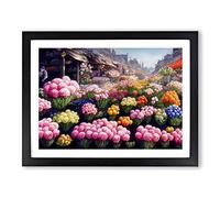 Enviable Flower Market Framed Print | A3 Black Framed Wall Art | Ready to Hang | Modern Floral Picture | Living Room Bedroom Lounge Office