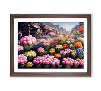 Enviable Flower Market H1022 Framed Print for Living Room Bedroom Home Office Décor, Wall Art Picture Ready to Hang, Walnut A4 Frame (34 x 25 cm)