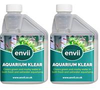 envii Aquarium Klear - Natural Bacteria Clears Green Water Treatment, Crystal Clear Fish Tank Gravel Cleaner, Prevents Growth of New Algae - 500ml Treats 4,000 litres (Pack of 2)