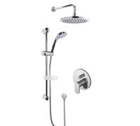 Enville Concealed Round Manual Valve with Multi Function Slide Rail Kit, Arm & Head Shower Bundle - Chrome - Balterley