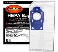 EnviroCare Replacement HEPA Vacuum Cleaner Bags Designed to Fit Riccar Brilliance and Simplicity Synchrony Uprights 6 pack