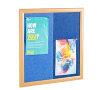 Enviromentally Friendly Noticeboard | | Made from Recycled Materials |Makes a Great Mood Board | 60 x 60 cm | Light Oak Effect Frame | Duo Colour - (Light Blue/Navy Blue)