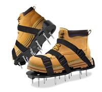 Environet The Lawn Aerator Shoes for Grass, Epoxy Spiked Shoes with 1.65'' Sharp Short Spikes, Garden Grass Loosening Spike Shoe for Epoxy Flooring, 6 - Shoelace Design (Black, 11.8'' x 5.1'')